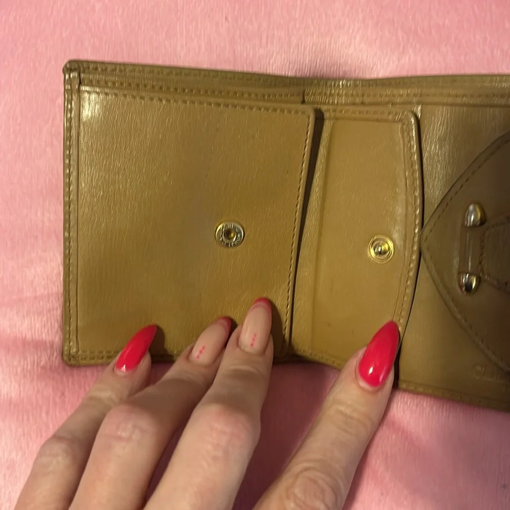 Christin Dior Tan Compact Wallet with wallet snap